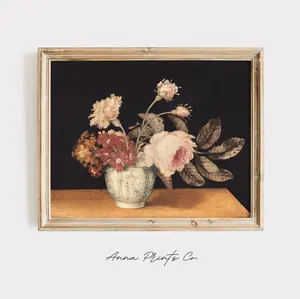 Unframed Vintage Art Print: Flowers in a Delft Jar | Alexander Marshal (1633) | Museum Quality Giclee Artwork | Antique Aesthetic Home Decor