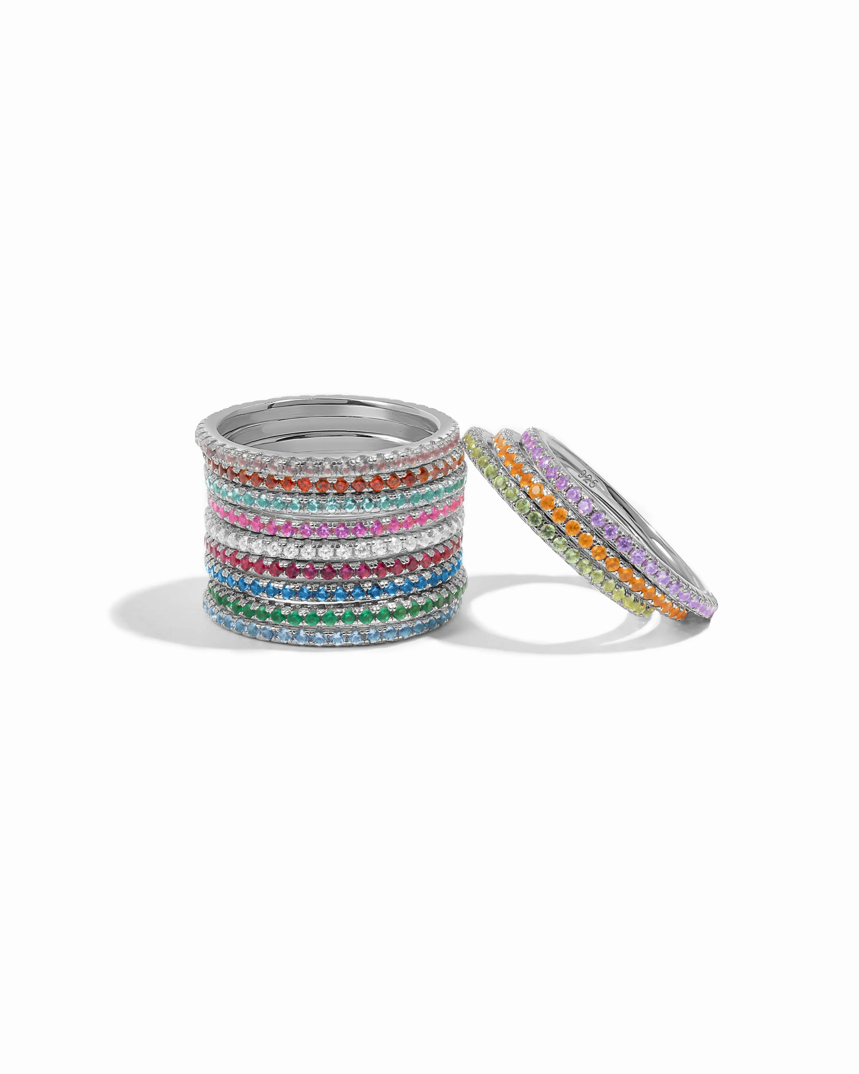 Silver Birthstone Eternity Rings*