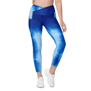 Blue Tye-Dye LaLa D&C  Crossover leggings with pockets