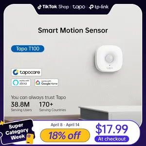 TP-Link & Tapo T100 Smart Motion Sensor – 120° Wide-Range, 3-Level Sensitivity (3/5/7 m), Sub-1G Low-Power Wireless, 2-Year Battery, Real-Time App & Hub Alarm, Magnetic/3M Mount, Requires Tapo Hub