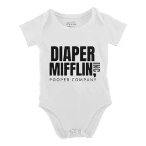 Diaper Mifflin Pooper Company Baby Bodysuit, Funny Infant Bodysuits Cotton Jumpsuits Baby Boys Girls Rompers Baby Gift Baby Onesie Clothes Letter Print Short Sleeve Baby Outing Outfit