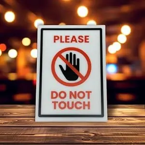 Please Do Not Touch Signs, 5x7 inch Acrylic Signs, Choose from 20 Warning and Policies, Each Sign Comes With Double Sided Tape for Easy Displaying. (Design 12)
