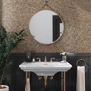Gold 11x11 Glossy Hexagon Glass Mosaic Tile (6 Cases, 51.78 sq ft/Pallet)
