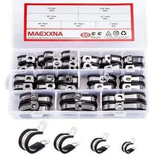 Stainless Steel Rubber Cushion Cable Clamp Kit - Wire Hose Clamp Assortment for Tools & Hardware Use Cases