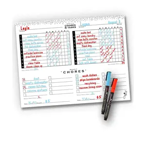 Magnetic Weekly Chore Chart for Multiple Kids - Mid Mod - with Markers