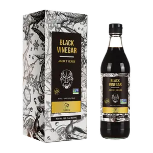 Soeos Chinkiang Vinegar 16.9 fl oz (500ml), 3 Years Aged, Naturally Fermented for Umami Flavor, Mature Aged Black Vinegar, Chinese Black Vinegar, Zhenjiang Vinegar, Black Rice Vinegar, Black Vinegar Chinese. Dark