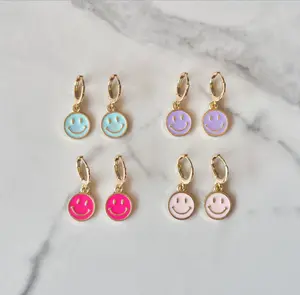 Colorful Smiley Face Earrings | Smile Face Earrings, Neon Smiley Face Huggies, Funky Earrings, Happy Face Huggies