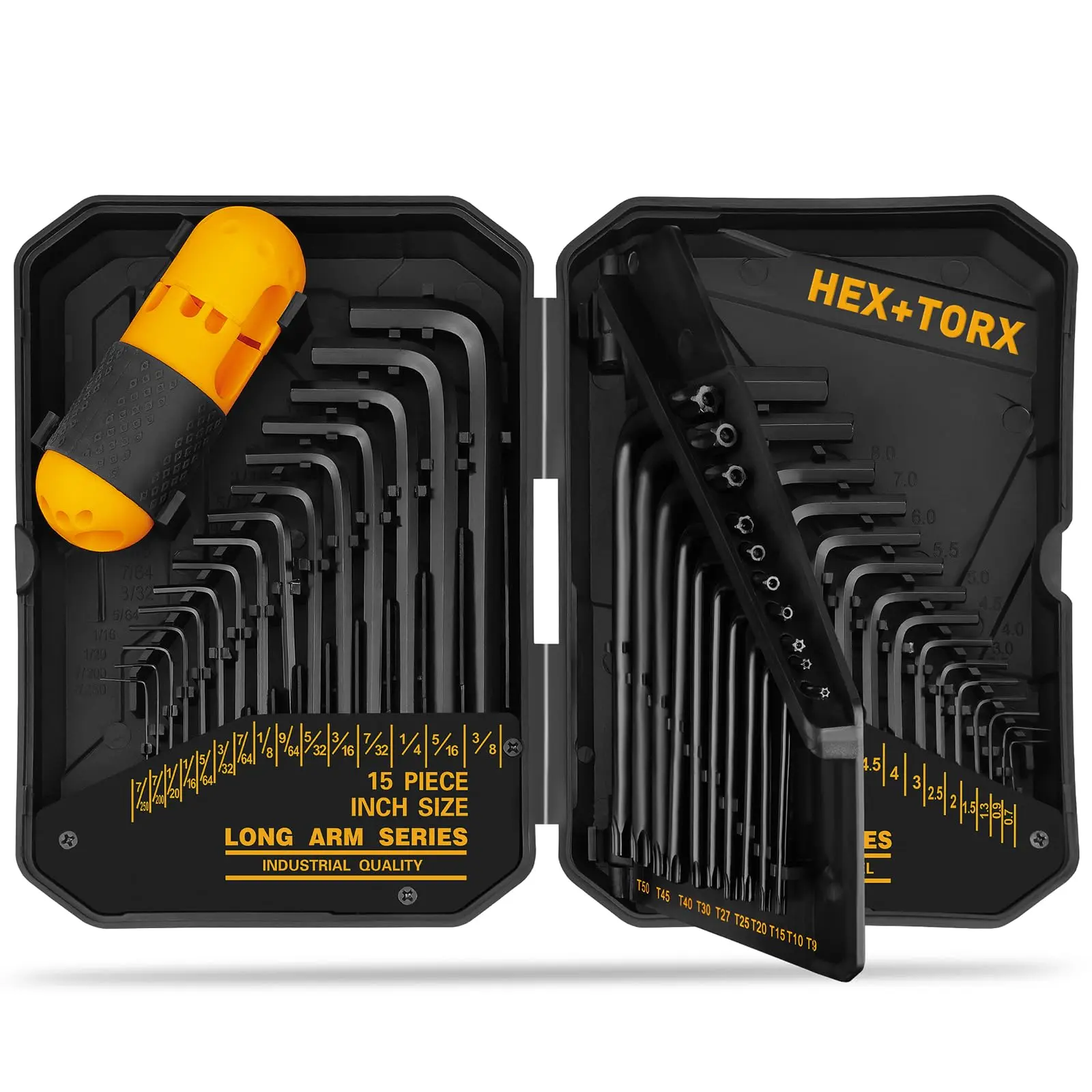 ELEAD Hex Key Allen Wrench Work Tool Kit, Chrome Vanadium Steel Heat-Treated with Torque Handle, CR-V Hex Keys (SAE 0.028"-3/8", Metric 0.7mm-10mm, Torx T9-T50) in Storage Case, Work Tools,father'sdaygifts