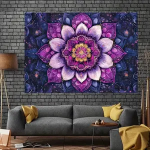 Bohemian Mandala Tapestry Wall Hanging - Polyester Fabric Party Backdrop for Birthday, Bachelor, General Celebrations - Tailgate-Ready, No Electricity Needed, Versatile Decor