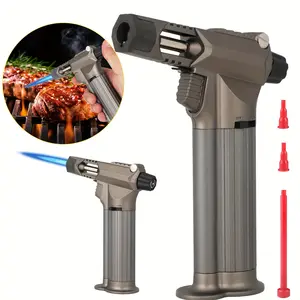 All Metal, Blow Torch, Professional Kitchen Cooking Butane Torch With Safety Lock Adjustable Refillable Multipurpose Flame Refillable BBQ, Outdoors, Baking, Crafts And Soldering (Gas Not Included)