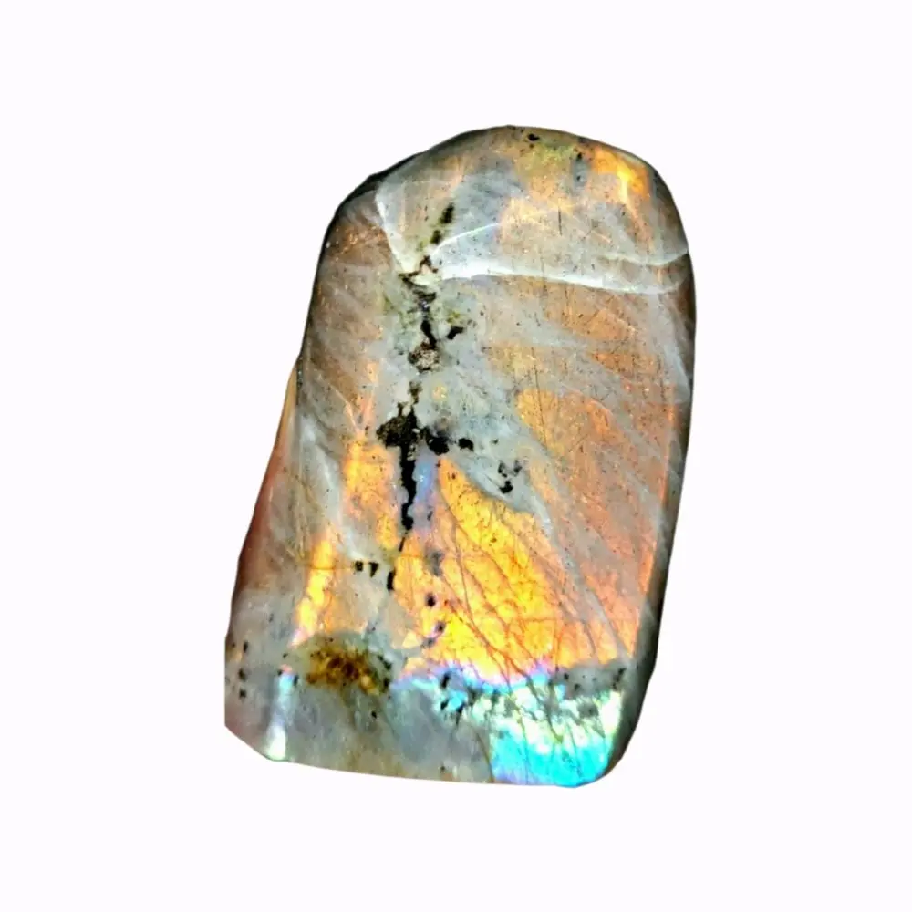 Flashy Orange Labradorite Freeform | With Blue, Yellow And Purple