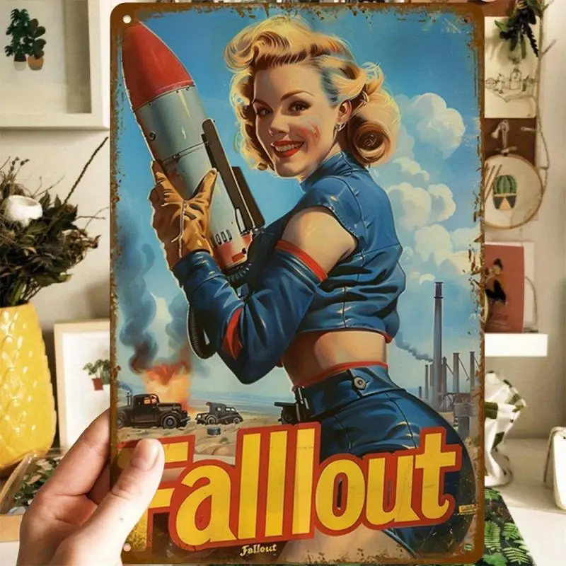 Vintage Fallout Metal Sign, Signage, Decorative Plaque Sign, Fallout Metal Sign, Wall Decor, Novelty Decor, Wall Art, Fallout Movie Poster, Home Decor, Room Decor, Bar Decor, Ornaments, Aluminium
