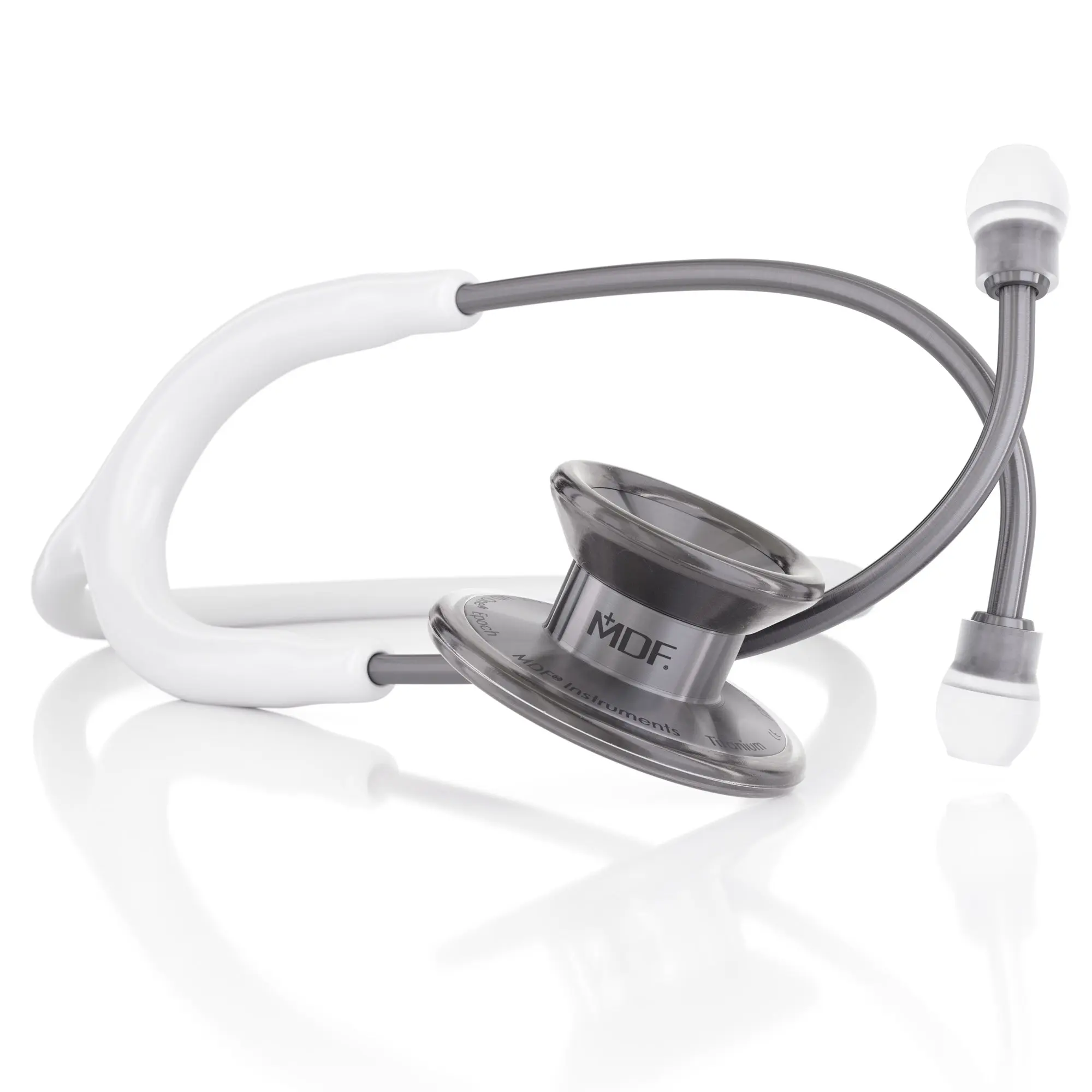 MD One® Epoch® Titanium Adult Stethoscope - White/Metalika