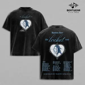 MADISONN BEER The Locket Tour 2026 Washed T-Shirt V3, Pop Y2K Aesthetic Vintage Streetwear Style Soft Girl Graphic Tee, Unisex Concert Outfit for Music Fans Festival Lovers, Cotton Summer Casual Short Sleeve Shirts Gift for Him Her