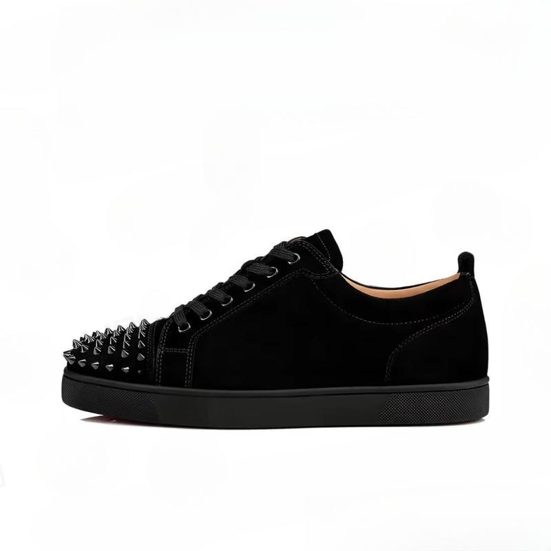 Men's low cut black rivet casual, luxurious, multifunctional, comfortable, and fashionable red soled sports shoes