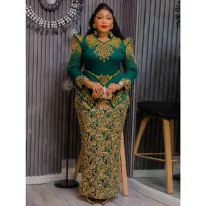 Luxury African Dresses For Women Elegant Long Sleeve Maxi Robe Ankara Dashiki Outfits Wedding Party Evening Plus Size Dress Gown