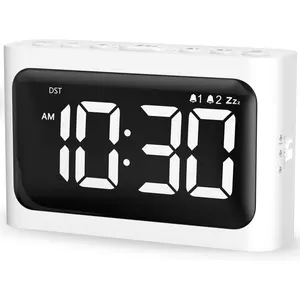 Digital  Clock for Bedroom - Large 4.8" LED Display, Dual ,  Dimmer, DST,  Backup, Simple Desk Clock for Bedside, Seniors, , Teens