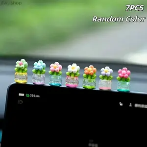 HavenThread 7-Piece Resin Mini Potted Flower Set, lifelike nature miniature craft ornaments. Compact exquisite multipurpose decor, suitable for car interior and office desk decoration. Beautiful tiny souvenir gift perfect for holiday present