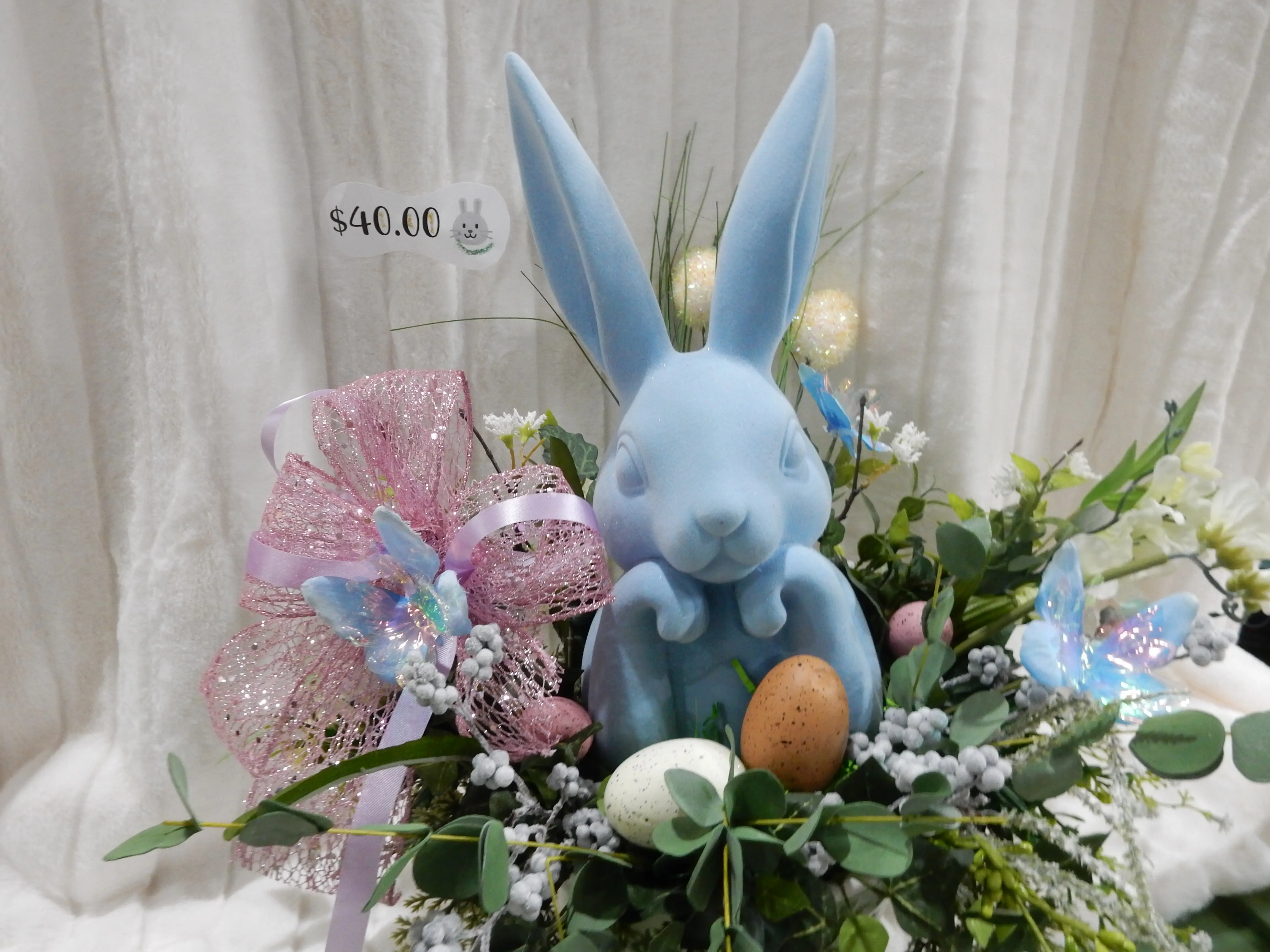 Blue Bunny Ceramic Basket