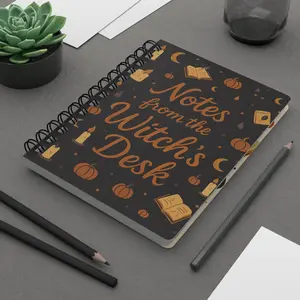 Gothic Witch Hardcover Journal – Black Cat & Broom Silhouette Notebook, Enter If You Dare