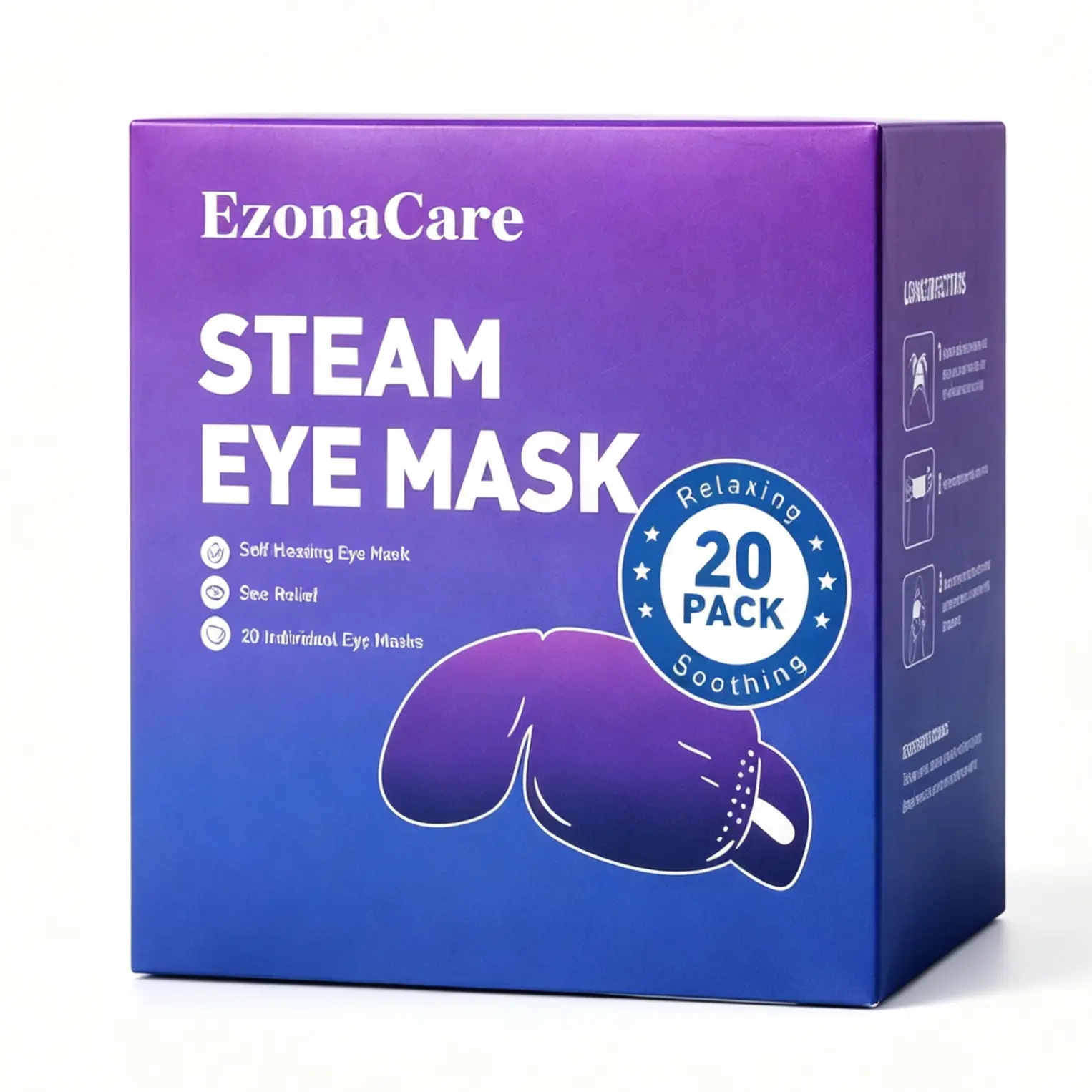45-Min Self-Heating Steam Eye Mask for Dry Eyes & Stye Relief, Warm Compress for Eye Fatigue, 20 Pack, Christmas & Birthday Gift for Mom & Dad