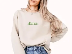 Slainte Minimalist Sweatshirt,  St. Patrick's Day Crewneck,  Lucky Clover Going Out Sweatshirt