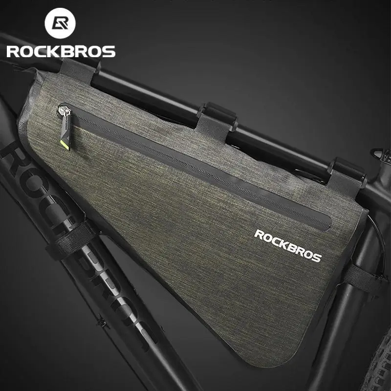 ROCKBROS 8L Waterproof Triangle Bike Frame Bag, 600D Nylon Caulking-Stable Bikepacking Storage Bag with Reflective Design, 180g/276g Under-Frame Sports & Outdoor Accessory