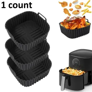 Reusable High-Quality Silicone Air Fryer Liner, 8 Inch Square, Fits 4-7 Quart Air Fryers, Microwave Safe, Easy Clean, Non-Stick, Kitchen Essential