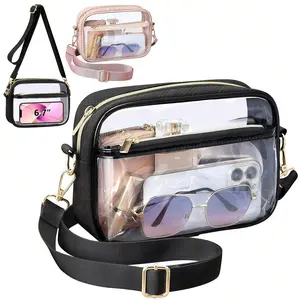 %Clear Purses For Women Stadium Clear Bag Small Square Bag Clear Pvc Zipper, Stadium Approved Clear Transparent Purse Bag For Concerts Sports Events Festivals,Transparent Bag, Beach Sports Picnic Snacks Clear Purse