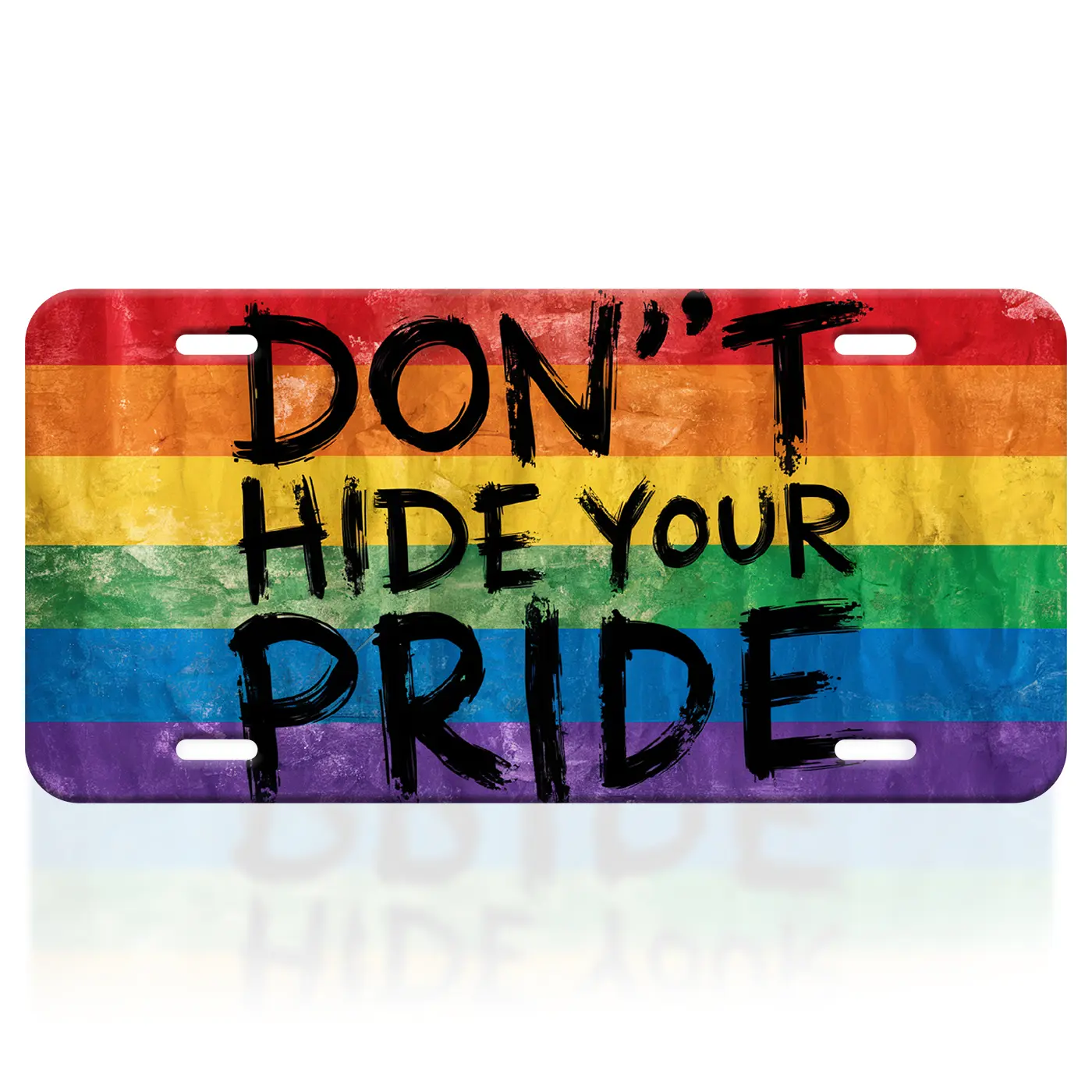 LGBT Rainbow Flag License Plate Cover Gay Pride License Plate Aluminum Novelty Car Vanity Tag Car Decoration Accessory License Plate 6 X 12 Inch
