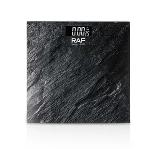 RAF R.10000E Digital Bathroom Scale - 180kg Capacity, LCD Display, Data Lock, Auto Shut-Off, Ultra-Slim Glass Body, Healthcare Friendly