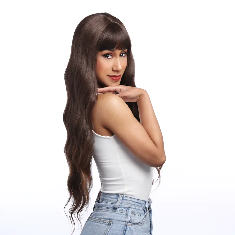 30-Inch Brown Golden Auburn Ombré Wavy Synthetic Wig | 【Heat Resistant】 【Cap Included】 | #41FSGA