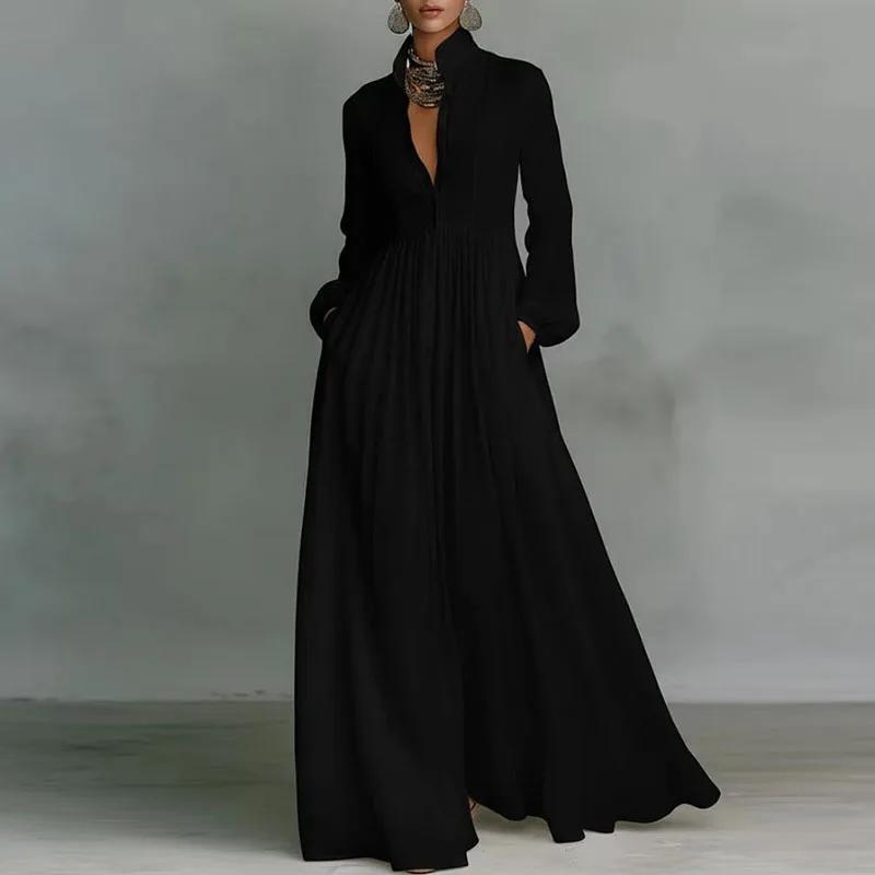 2026 cross-border spring and summer new temperament waist thin long sleeves pleated holiday