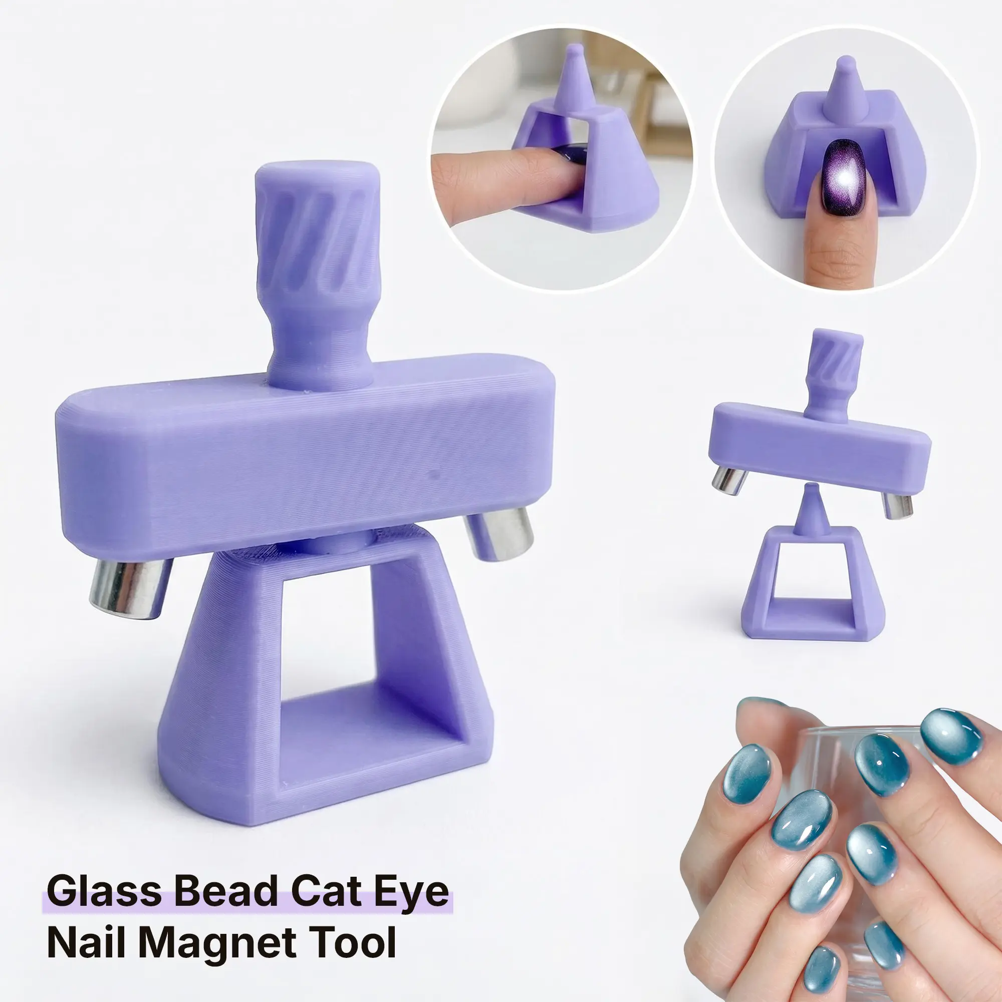 JB Glass Bead Cat Eye Nail Magnet Tool Spinning for Center Glow | Multi-Function Nail Magnet for 3D Magnetic Gel Polish, for Salon, Studio or Home Nail Art Kits, DIY Manicure