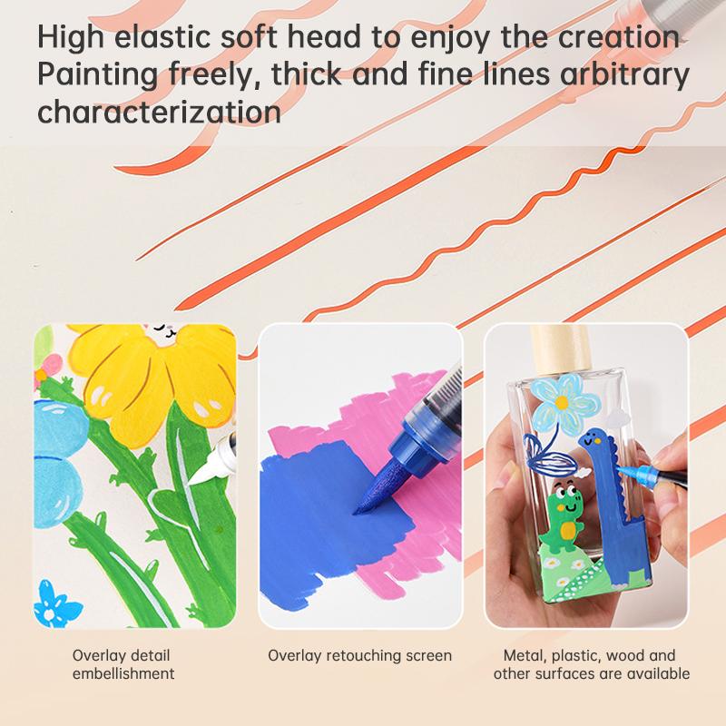 Acrylic Paint Marker - 36 Color pc Marker Pen Set, Artist Fine and Brush Tip Marker for Kids Adult Coloring Books Note Taking, Card Writing, Ston Graffiti, DIY Crafts, Drawing Art Supplies Kit and School Essential, exquisite Gift, Professional Art Pen Set