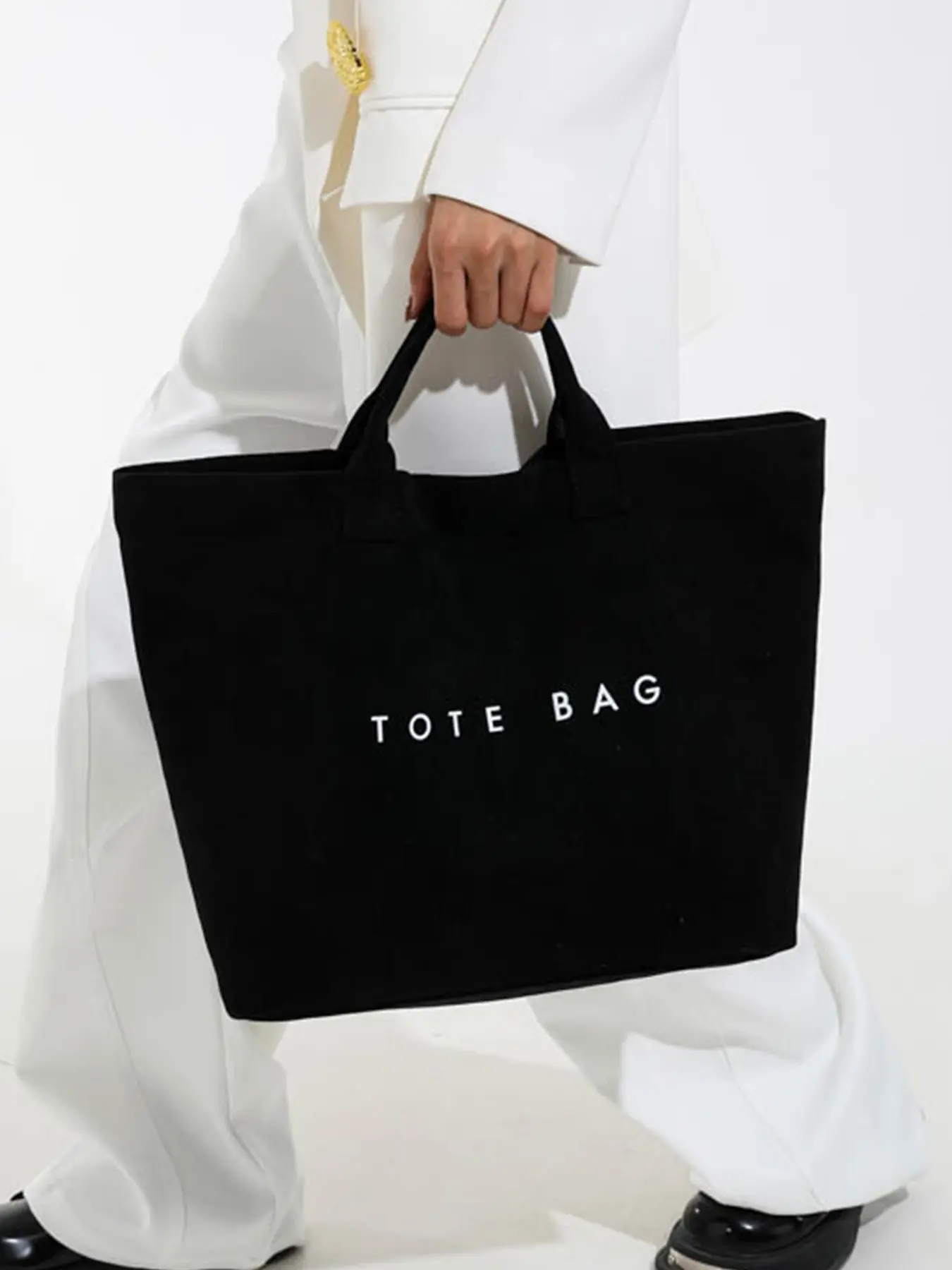1pc  Women's tote bag, solid color tote bag, Stylish Tote Bag, letter fashionable, versatile, casual and simple, suitable for daily travel, work, commuting, shopping, women's tote bag