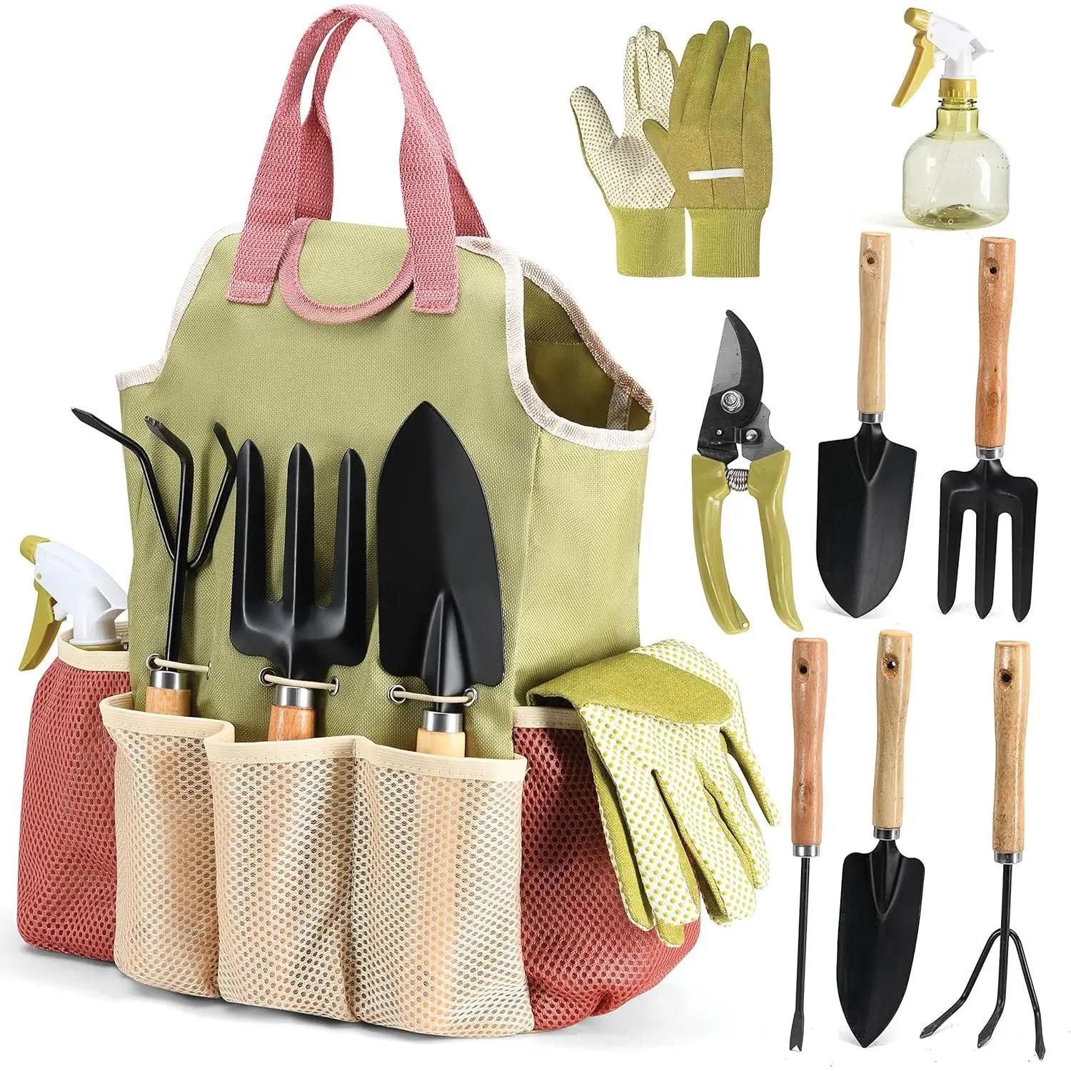 10-Piece Gardening Tool Set - Complete Heavy-Duty Gardening Tool Set with Stylish Tote Bag - Durable Gardening Supplies Set, Ideal Gardening Gift for Women