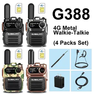 GLOBAL-PTT G388 Model 4G PoC Two-way Radio (4 Packs Set) Push to Talk over Cellular Walkie Talkie Enterprise Team Communication for Business 5000 Miles LTE Walkie-Talkie