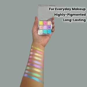 K'APEINE 9-Color Holographic Sparkling Eyeshadow Palette - Full Rainbow Pearlescent Powder Suitable Party & Holiday Makeup, Long-Lasting Bold Color Palette with Shimmer Shades, -Day Wear Parties, Weddings, Photoshoots