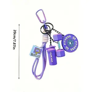 1pc Unisex Mini Barbell Plates And Dumbbell Keychain Accessories - Realistic Weight Plate Design, Suitable For Gym Bags, Water Bottle Hooks, Suitable For Decorating Backpacks, Crossbody Bags, Shoulder Bags, Key Chains, Car Accessories, Women's Fashion Acc