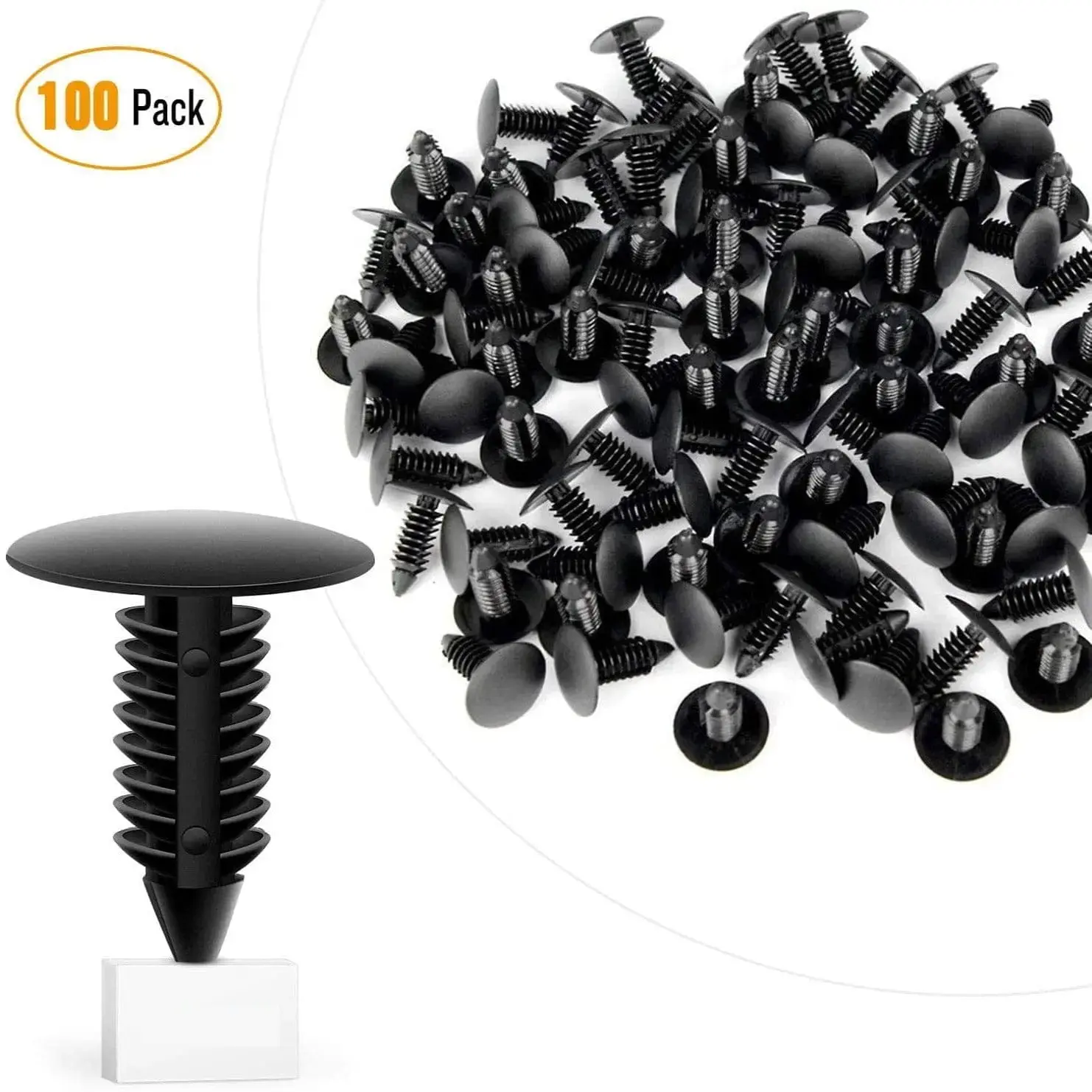 Nilight 100-Pcs 8mm Hole Push-In Automotive Clip Pack, 0.095in-0.540in Panel Holders Fasteners, Simple Install, Fitting Side Skirts, Better Replacement for GM Original Bumper & Fender Clips
