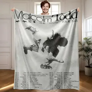 1 piece Malcolm Todd 2025 US Tour Schedule themed flannel blanket - Modern-style flannel blanket, suitable for sofas and beds, all-season use, super soft and comfortable, digital printing, 100% polyester material, machine washable, suitable for