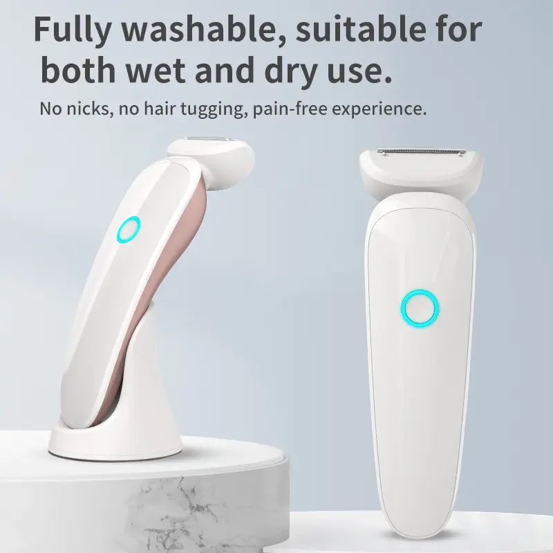 Bikini Trimmer for Women, Electric Shaver and Razor Rechargeable Body and Facial Epilator, Dual Heads for Painless Trimming of Pubic Hair, Face, Underarms and Legs, IPX7 Waterproof. Shaving Grooming massager comfort shaver care cleaner remington r4 use