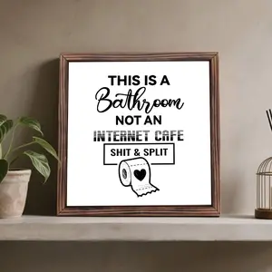 Wooden Photo Frame 8x8 Inch, No Nails Needed, Includes Tape, Bathroom Wall Decor, Room Decoration, Home Decor, Fun Design, Home Decor Accessory