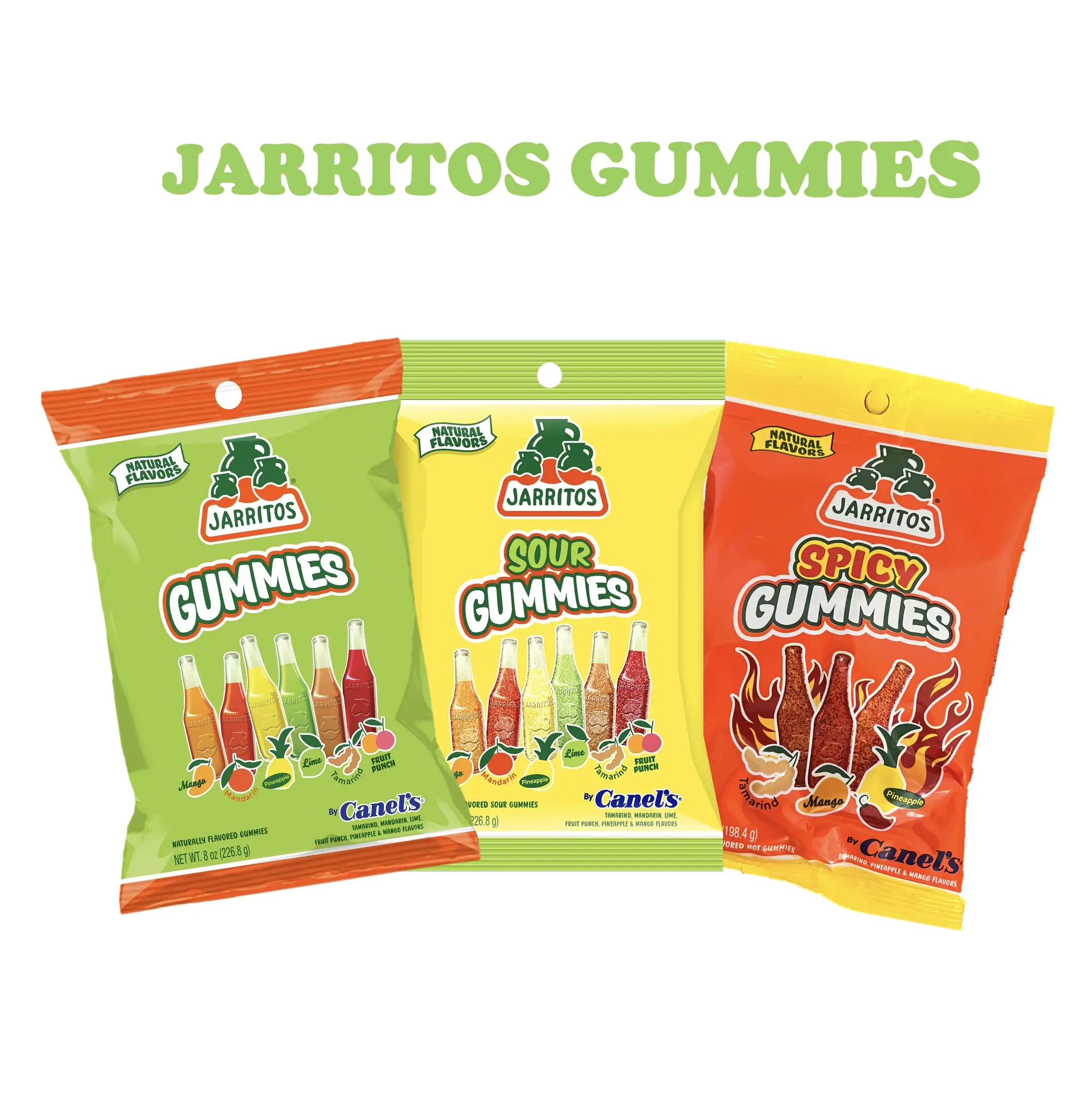 Jarritos Spicy Gummies Original sweet Gomitas or Sour Gummies Mexican Candy Dulces Mexicanos by Canels 8oz