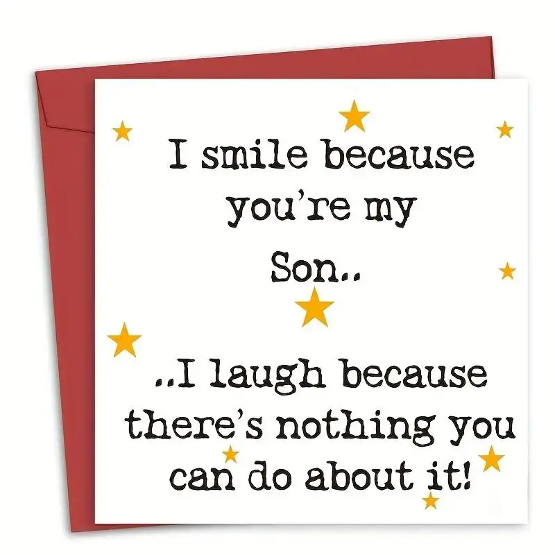 Birthday Card with Envelope, 1 Count to My Son Birthday Card from Mom & Dad, Funny Greeting Card for Son