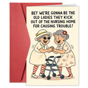 1PC Humorous Friendship Card for Your Closest Friends, Ideal for Commemorating Years of Adventures And Joy, Suitable for Birthdays, Anniversaries, Or Simply As a Thoughtful Gift for Women Who Appreciate Fun And Laughter