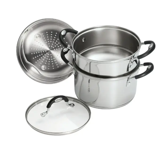 Tramontina Stainless Steel 3 Quart Steamer & Double-Boiler, 4 Piece