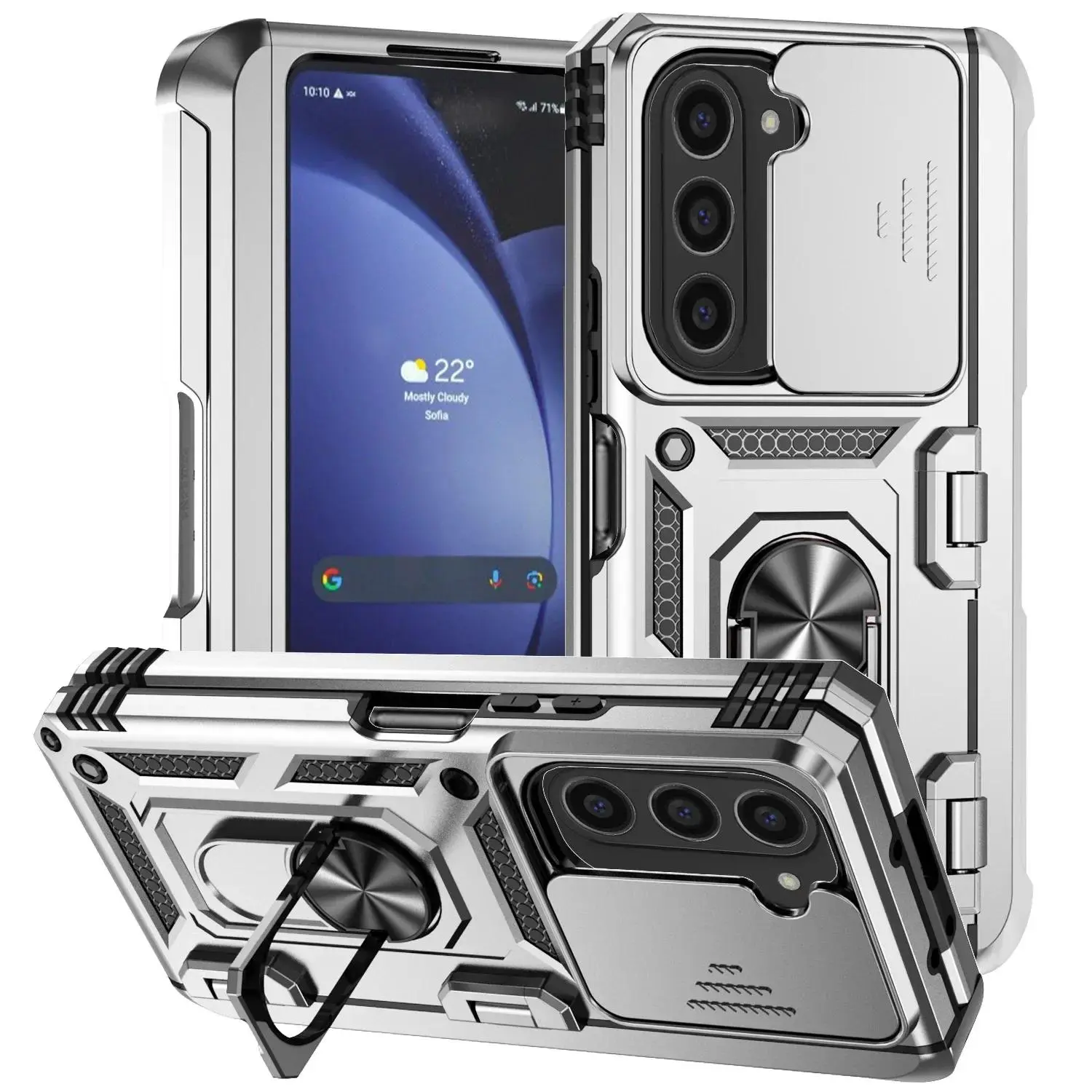 HAY Slide Camera Lens Armor Phone Case for Samsung Galaxy Z Fold 6 5 4 7 Magnetic Ring Stand Holder Shockproof Protection Back Cover