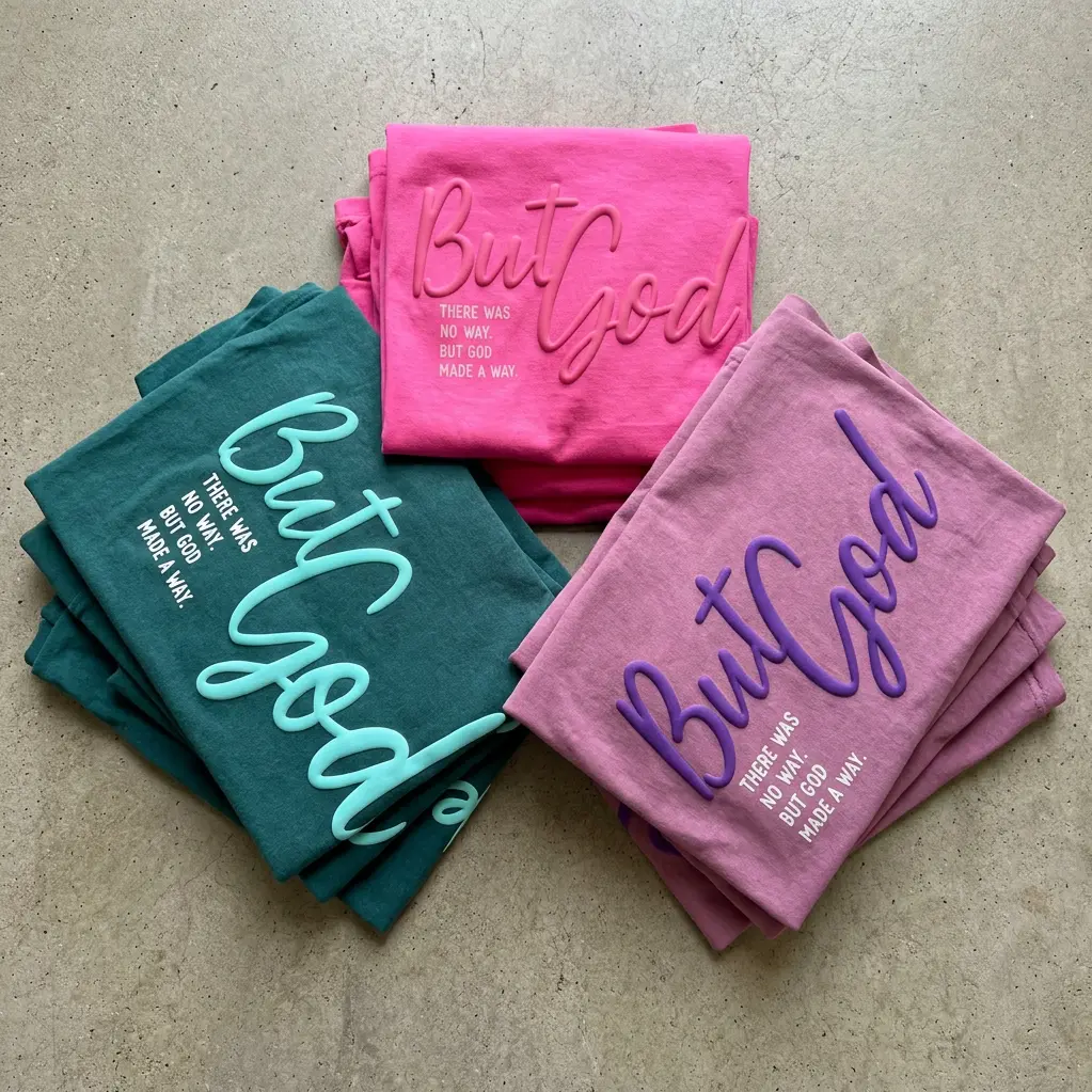 But God Puff Screen Print Transfer 3 Color Choices